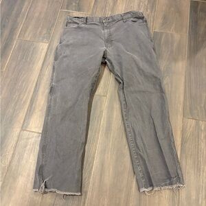 🖤 Dickies Men’s Gray Work Pants – Distressed Raw Hem 🖤